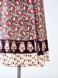 vintage 70s block print wrap skirt