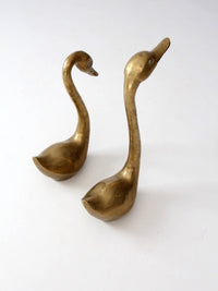 mid-century large brass swan pair