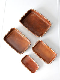 vintage Mexican redware pottery dish set