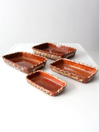 vintage Mexican redware pottery dish set