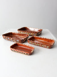 vintage Mexican redware pottery dish set