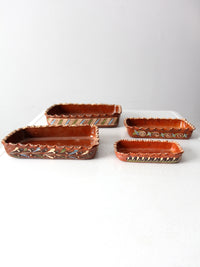 vintage Mexican redware pottery dish set