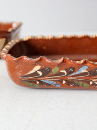 vintage Mexican redware pottery dish set