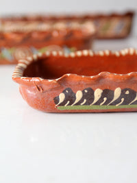 vintage Mexican redware pottery dish set