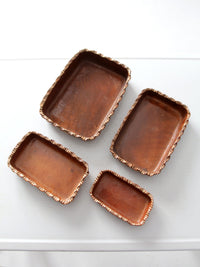 vintage Mexican redware pottery dish set