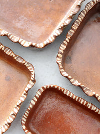 vintage Mexican redware pottery dish set