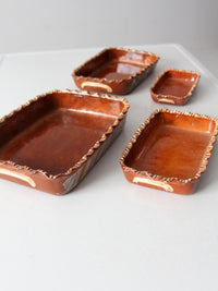 vintage Mexican redware pottery dish set