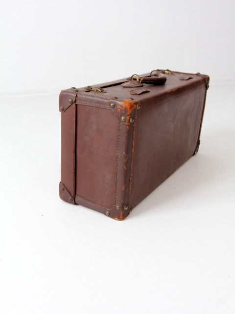 vintage brown leather suitcase