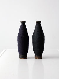 antique wood thread spool pair