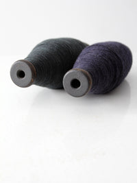 antique wood thread spool pair