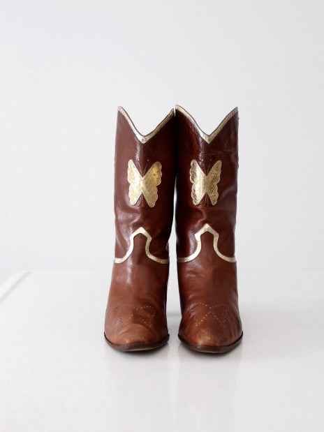 vintage Italian leather butterfly boots