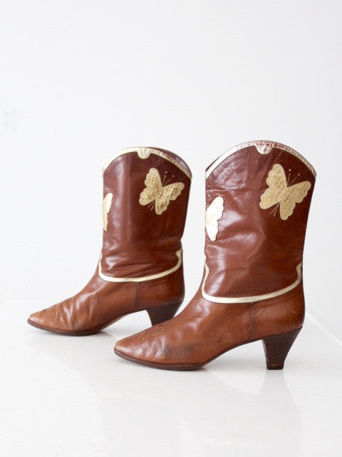 vintage Italian leather butterfly boots