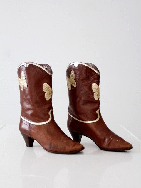 vintage Italian leather butterfly boots