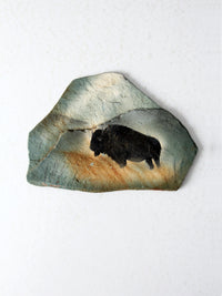vintage bison painting on slate