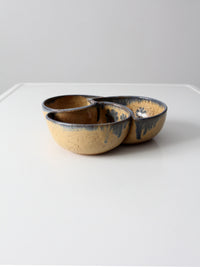 vintage studio pottery divided bowl