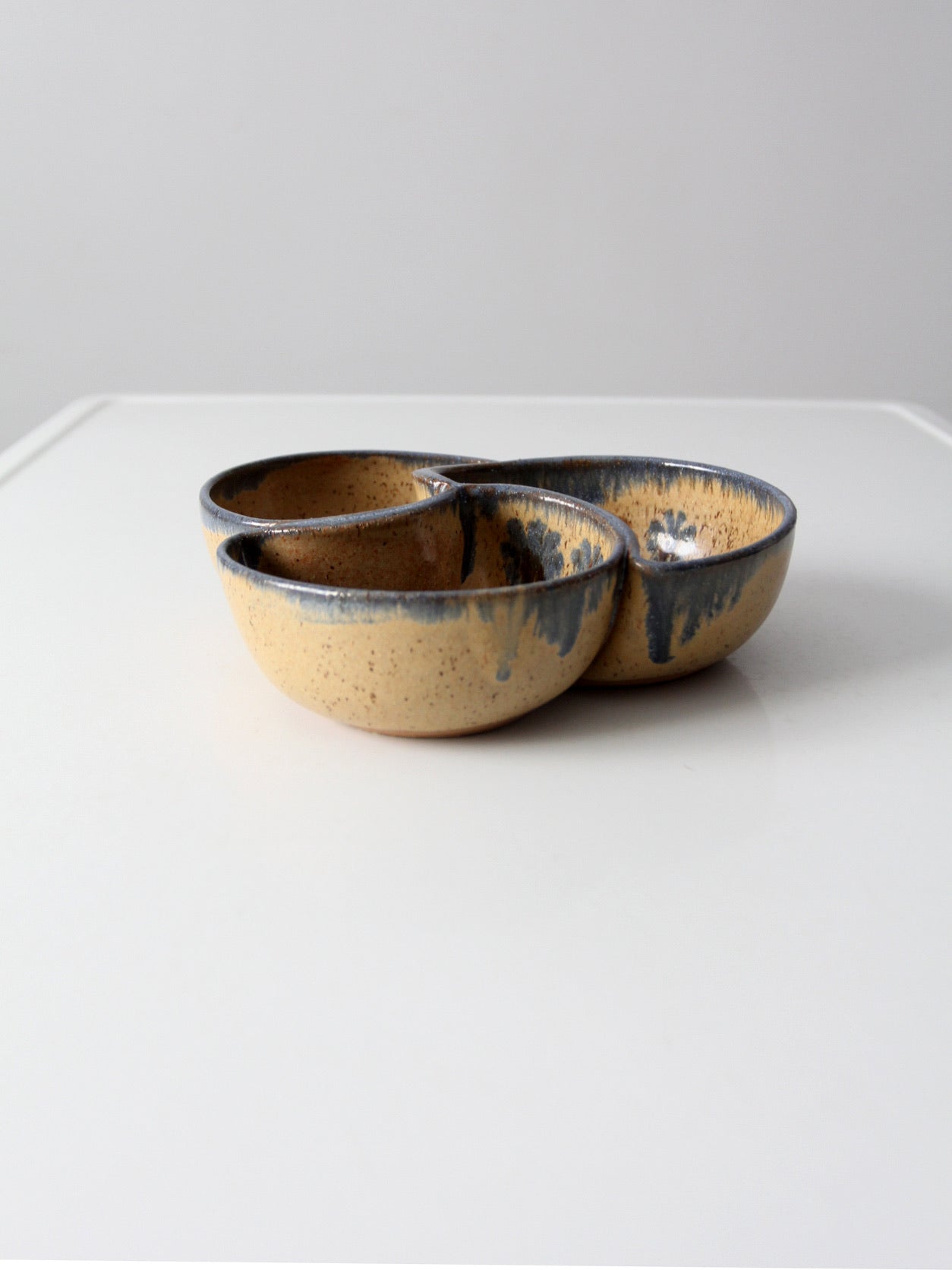 vintage studio pottery divided bowl