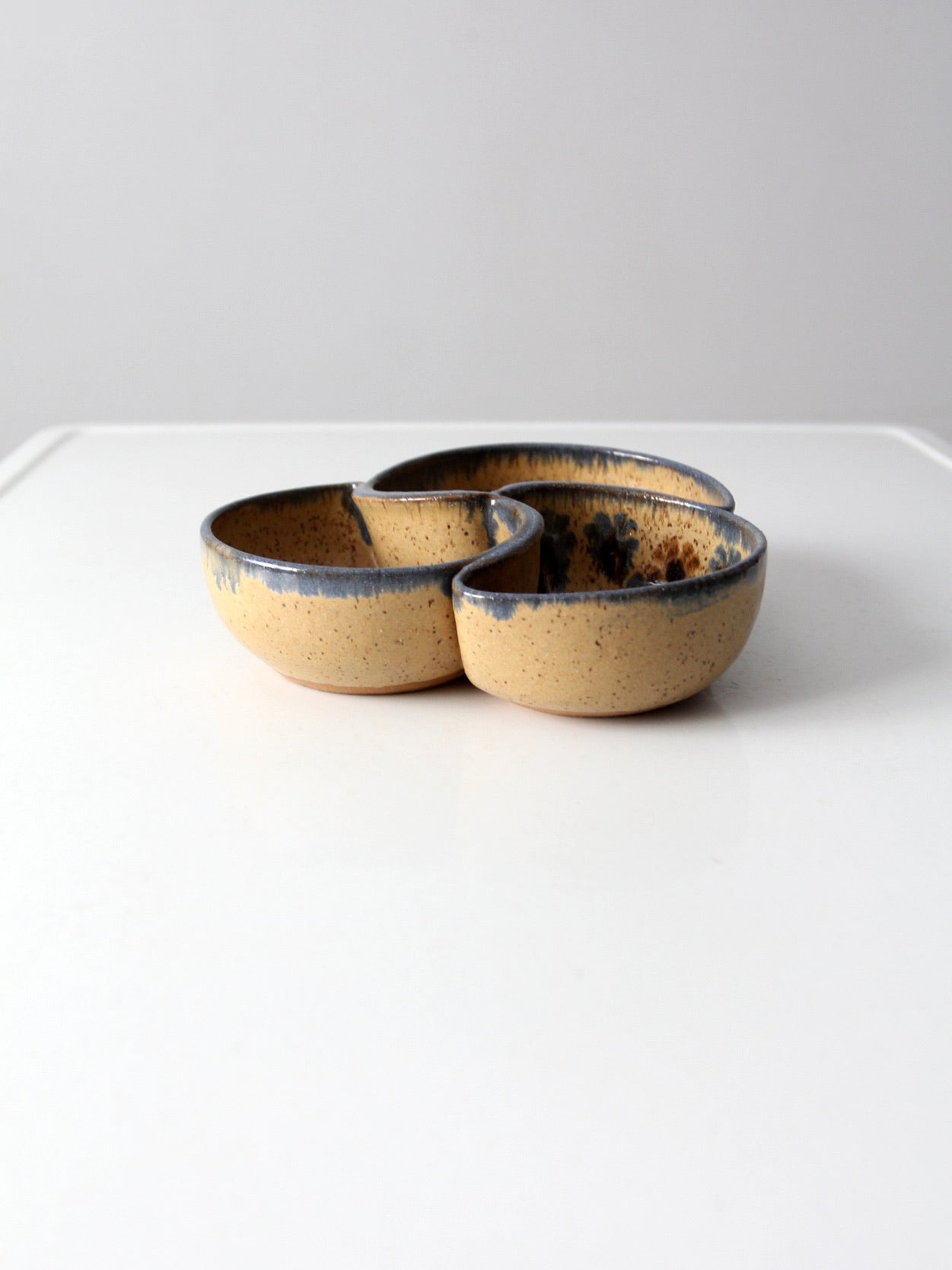 vintage studio pottery divided bowl