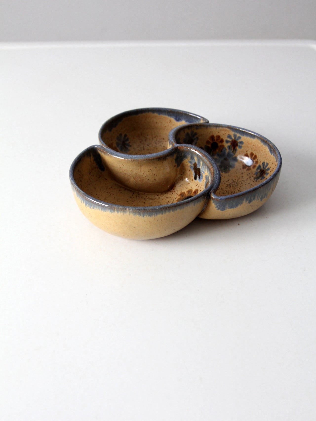 vintage studio pottery divided bowl