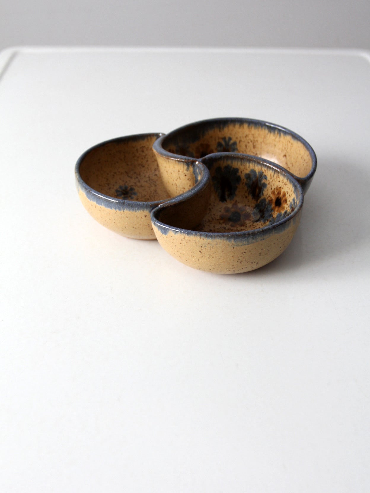 vintage studio pottery divided bowl