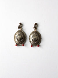 vintage southwest Indian Head coin drop earrings