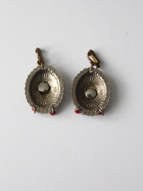 vintage southwest Indian Head coin drop earrings
