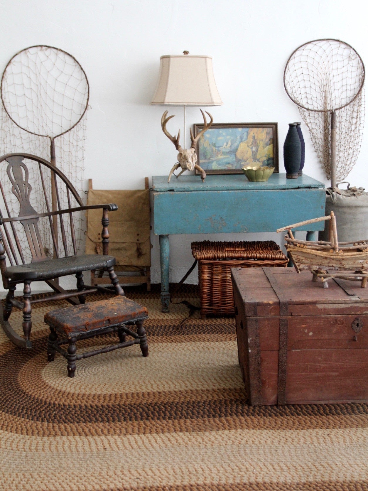 antique fish net on pole