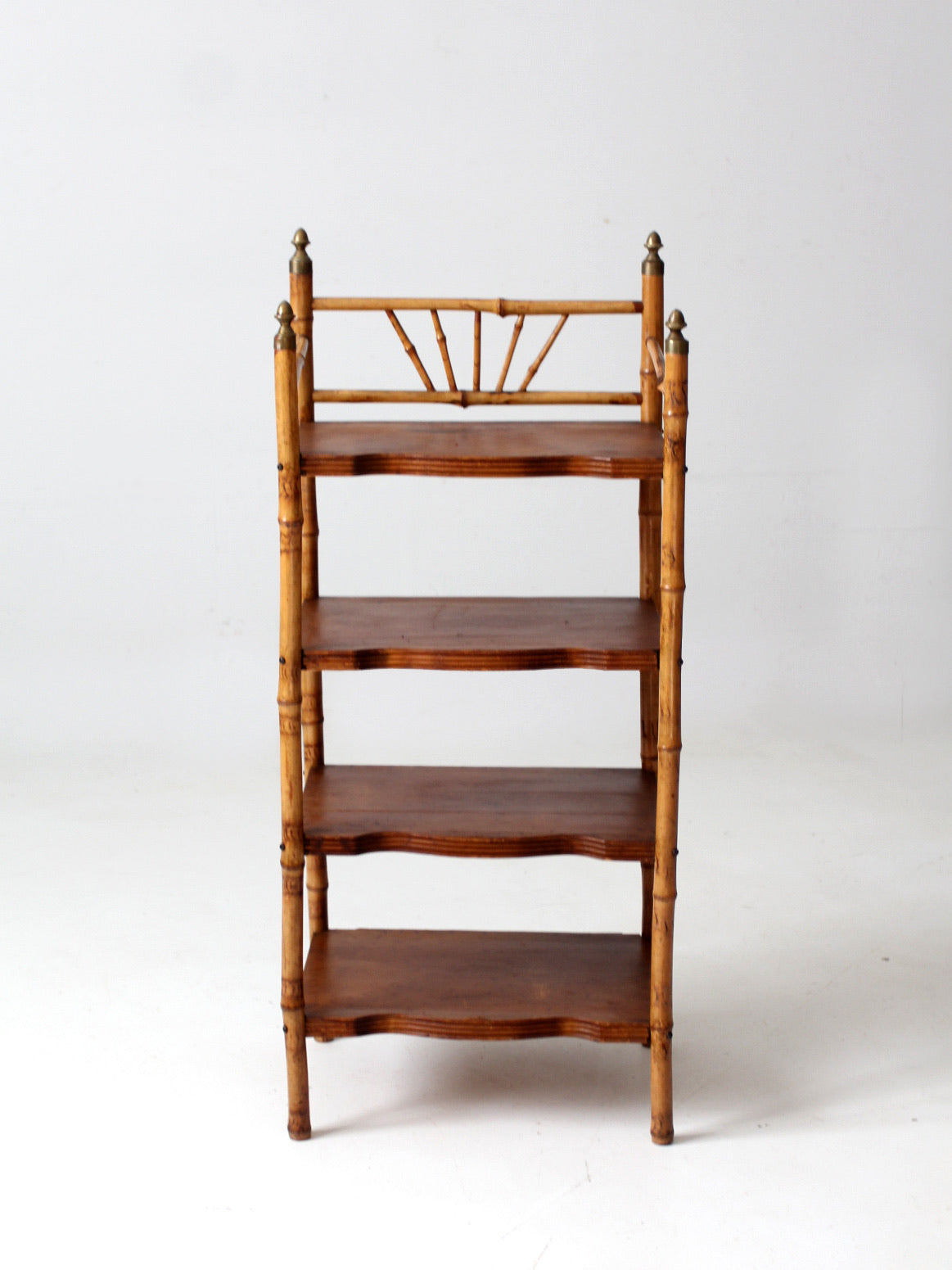 antique bamboo etagere shelf stand