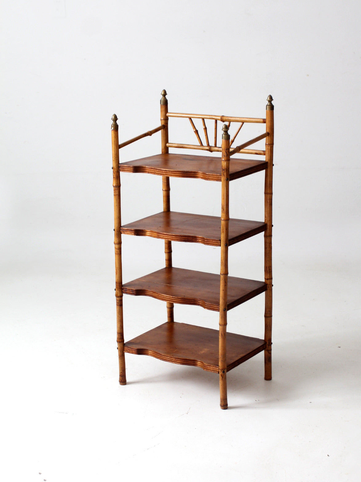 antique bamboo etagere shelf stand