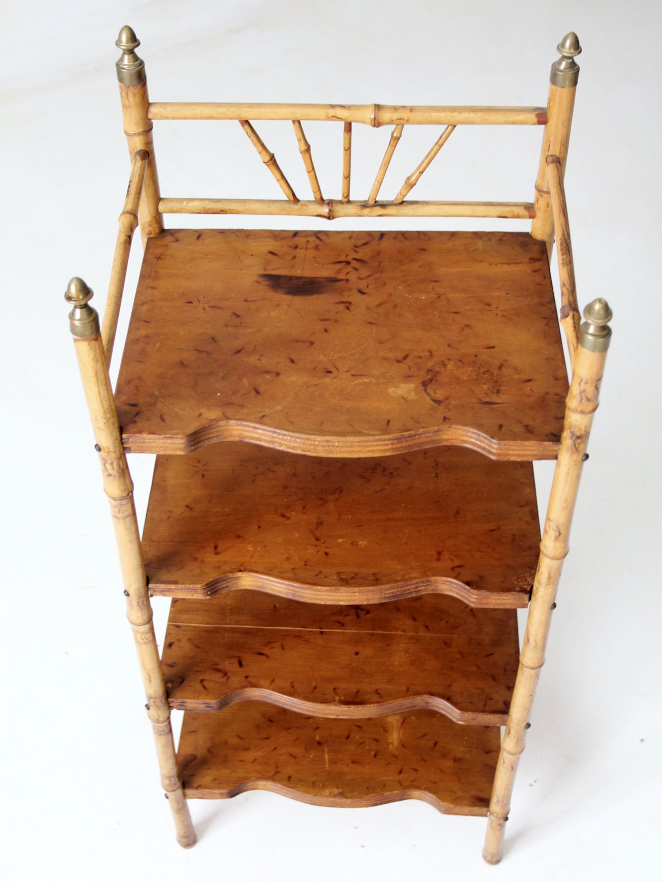 antique bamboo etagere shelf stand
