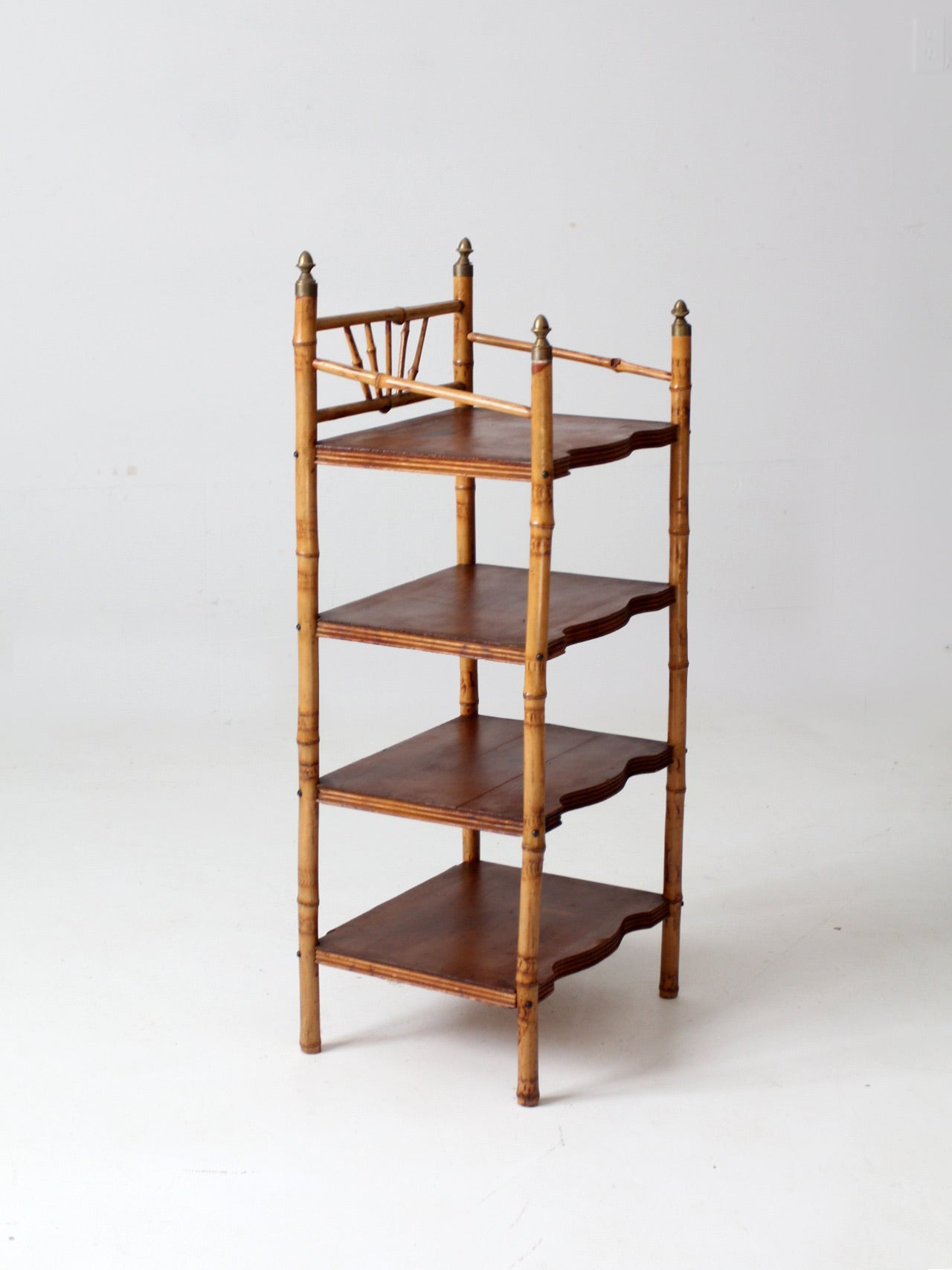 antique bamboo etagere shelf stand
