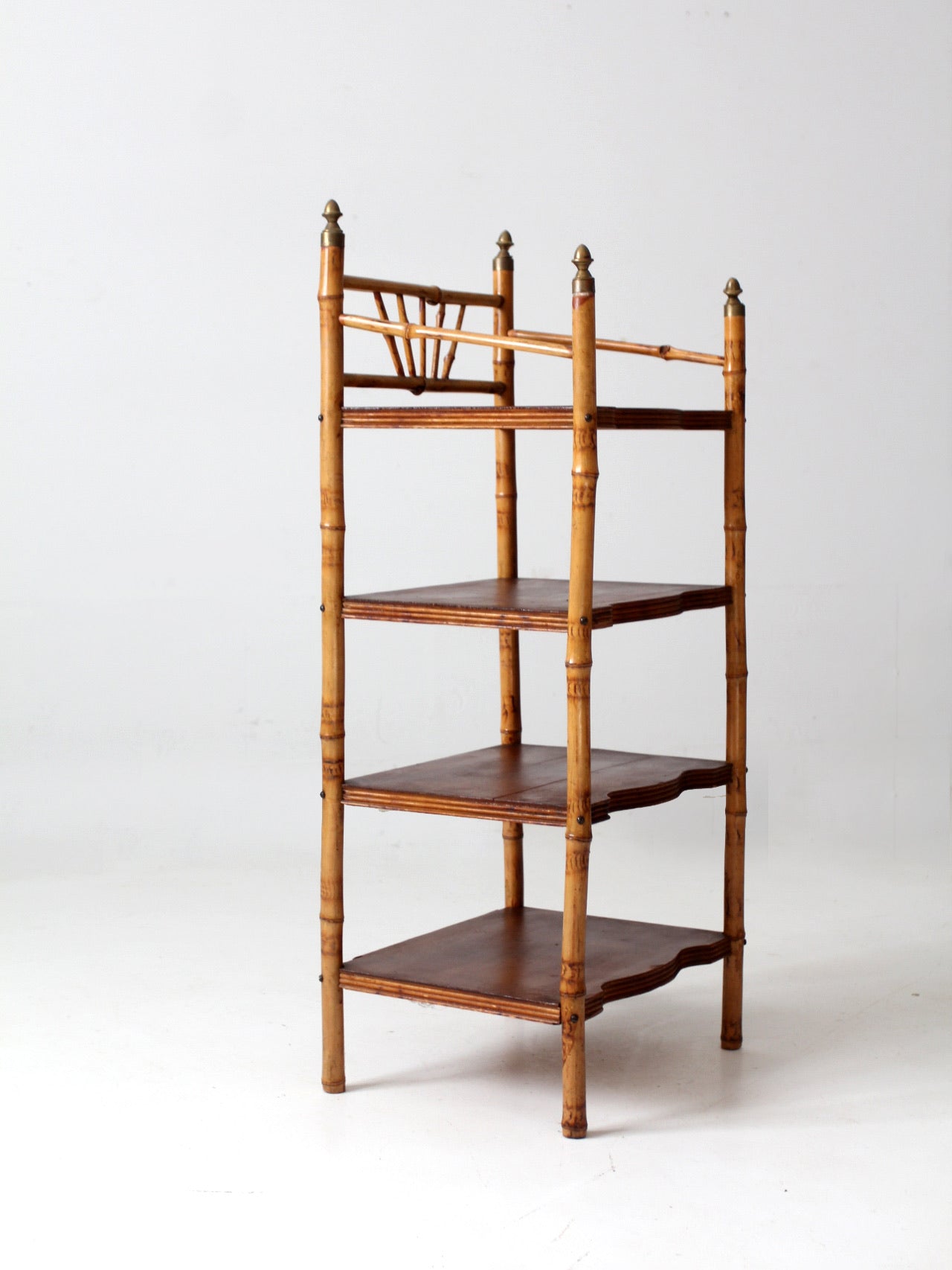 antique bamboo etagere shelf stand