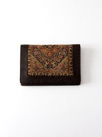vintage tapestry and leather wallet