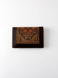 vintage tapestry and leather wallet