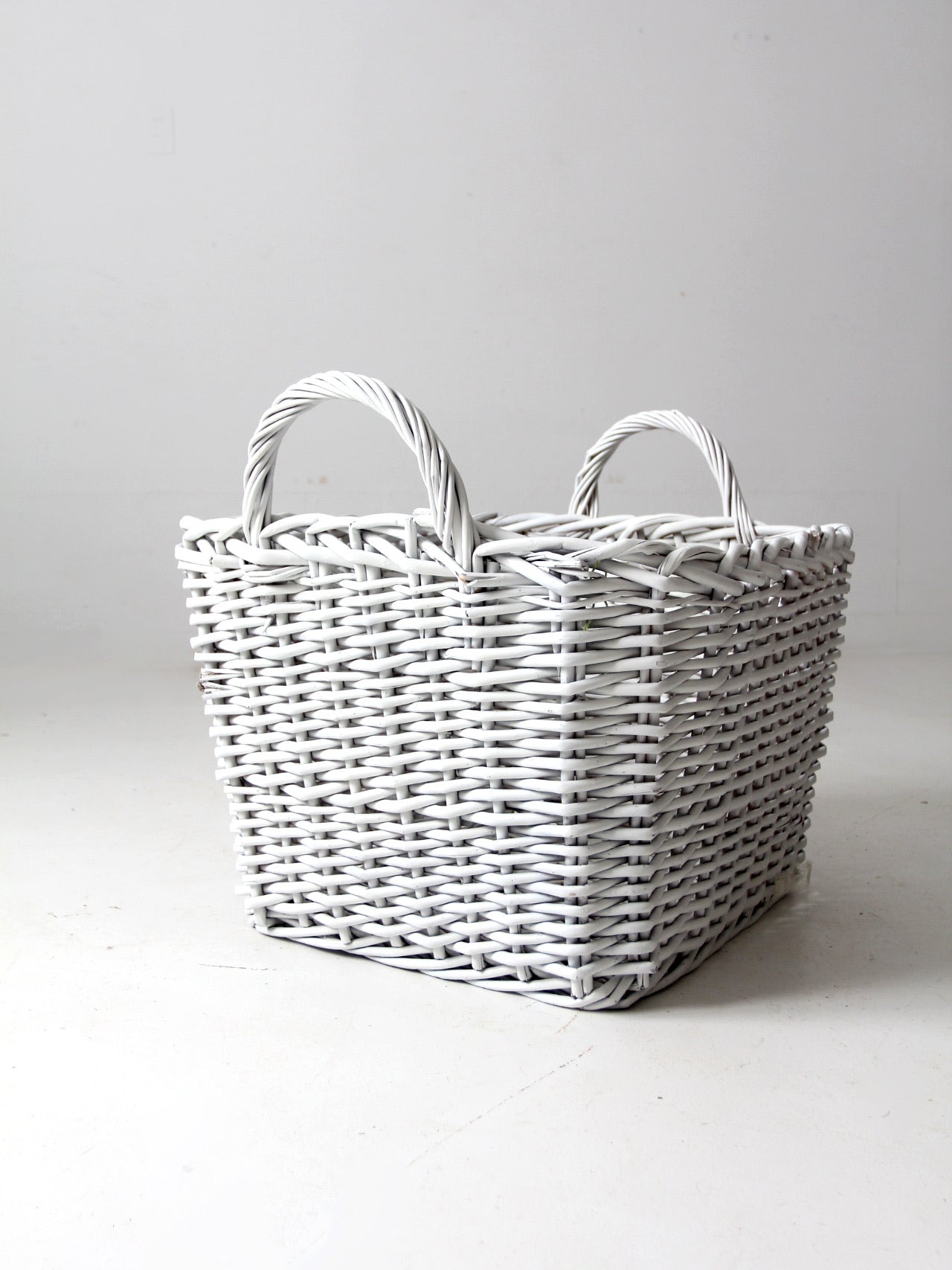vintage large white storage basket
