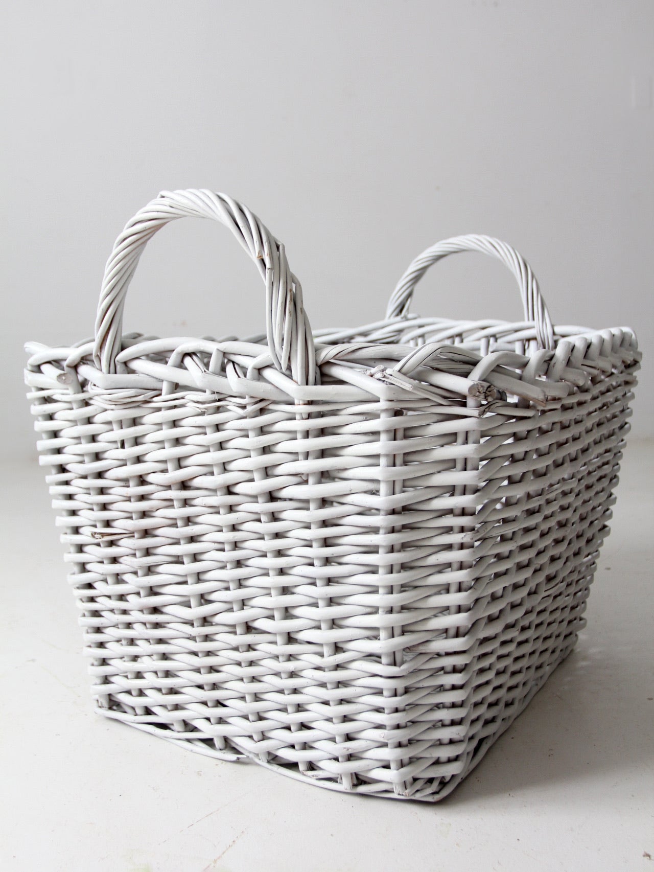 vintage large white storage basket