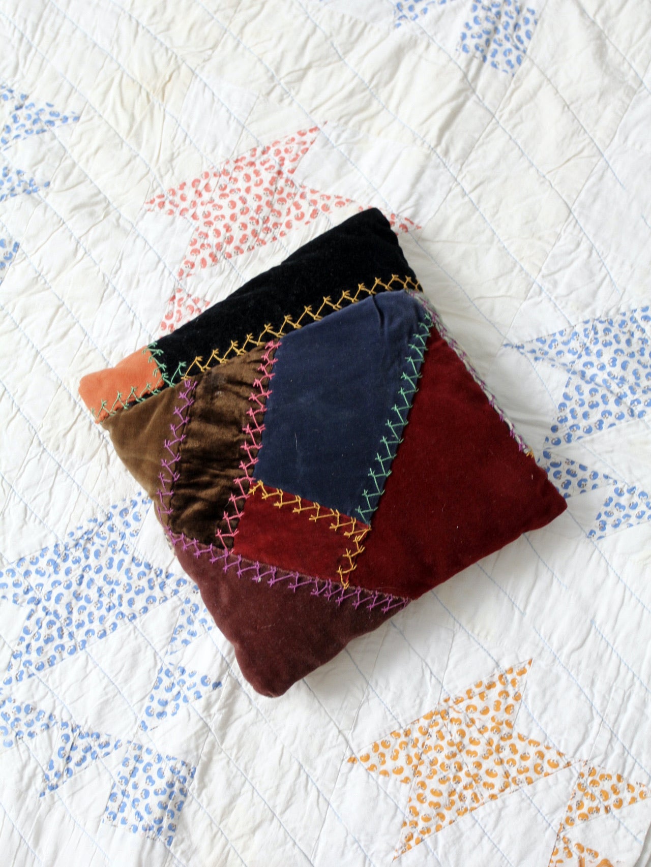 antique crazy quilt pillow