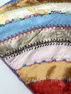 antique rainbow crazy quilt pillow