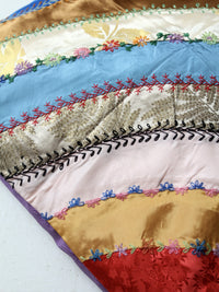 antique rainbow crazy quilt pillow
