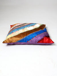 antique rainbow crazy quilt pillow