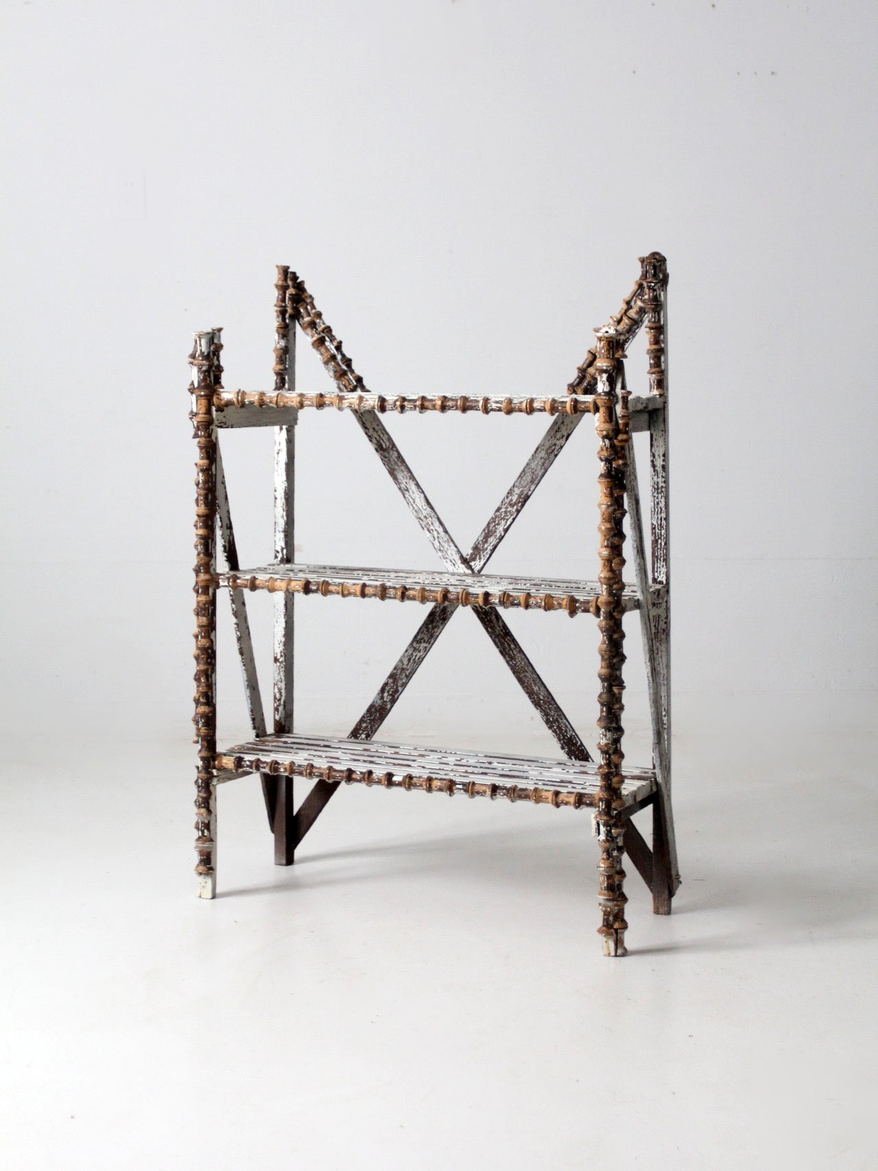 antique spool art shelf