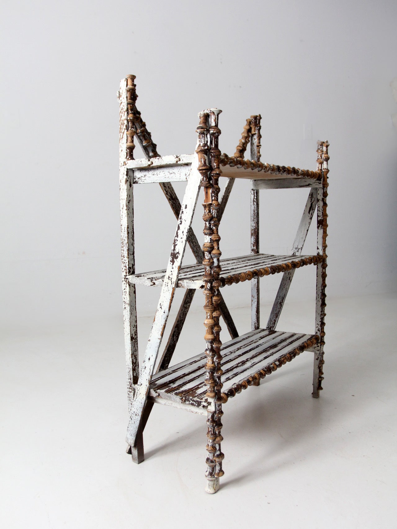 antique spool art shelf