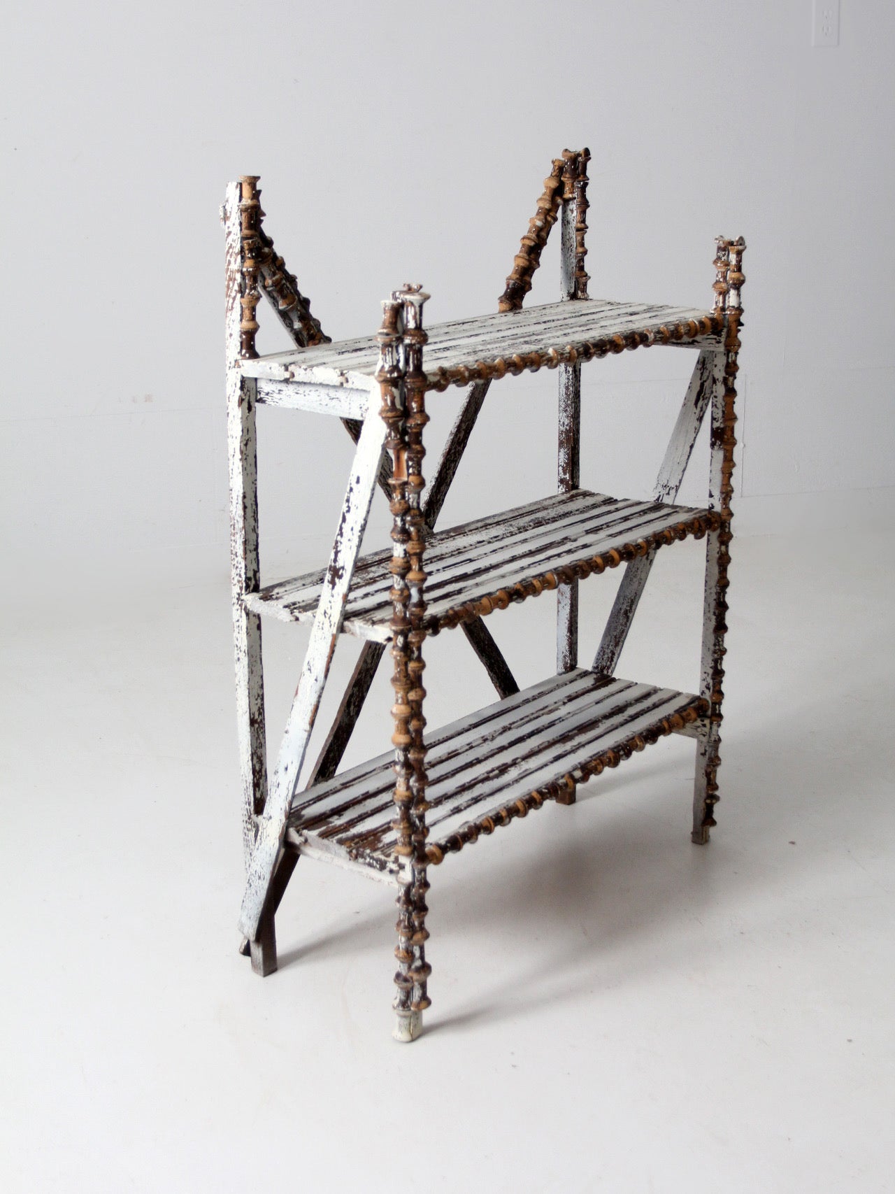 antique spool art shelf