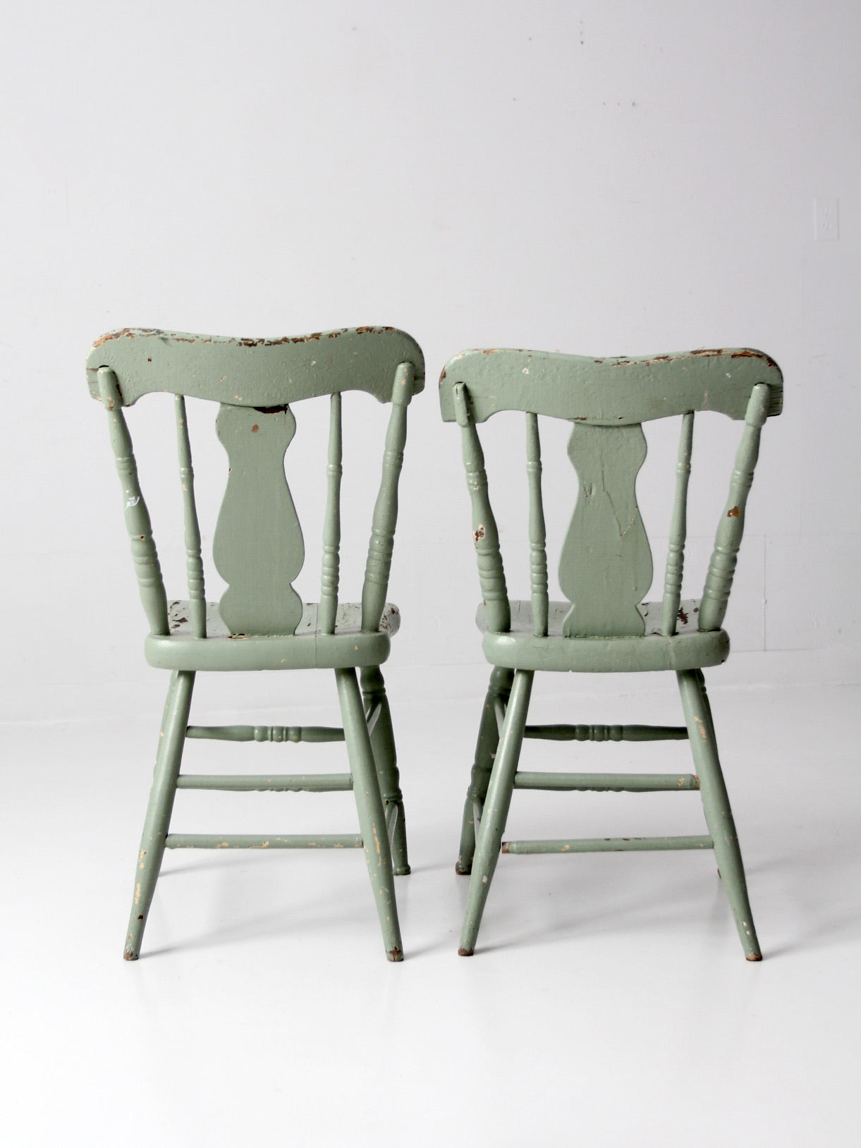 antique fiddleback painted chairs pair