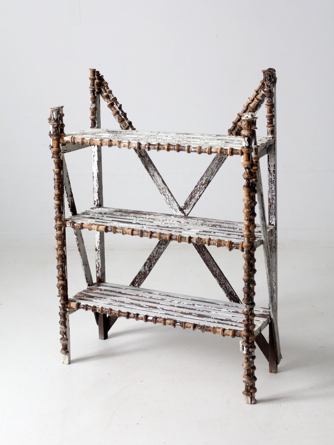 antique spool art shelf