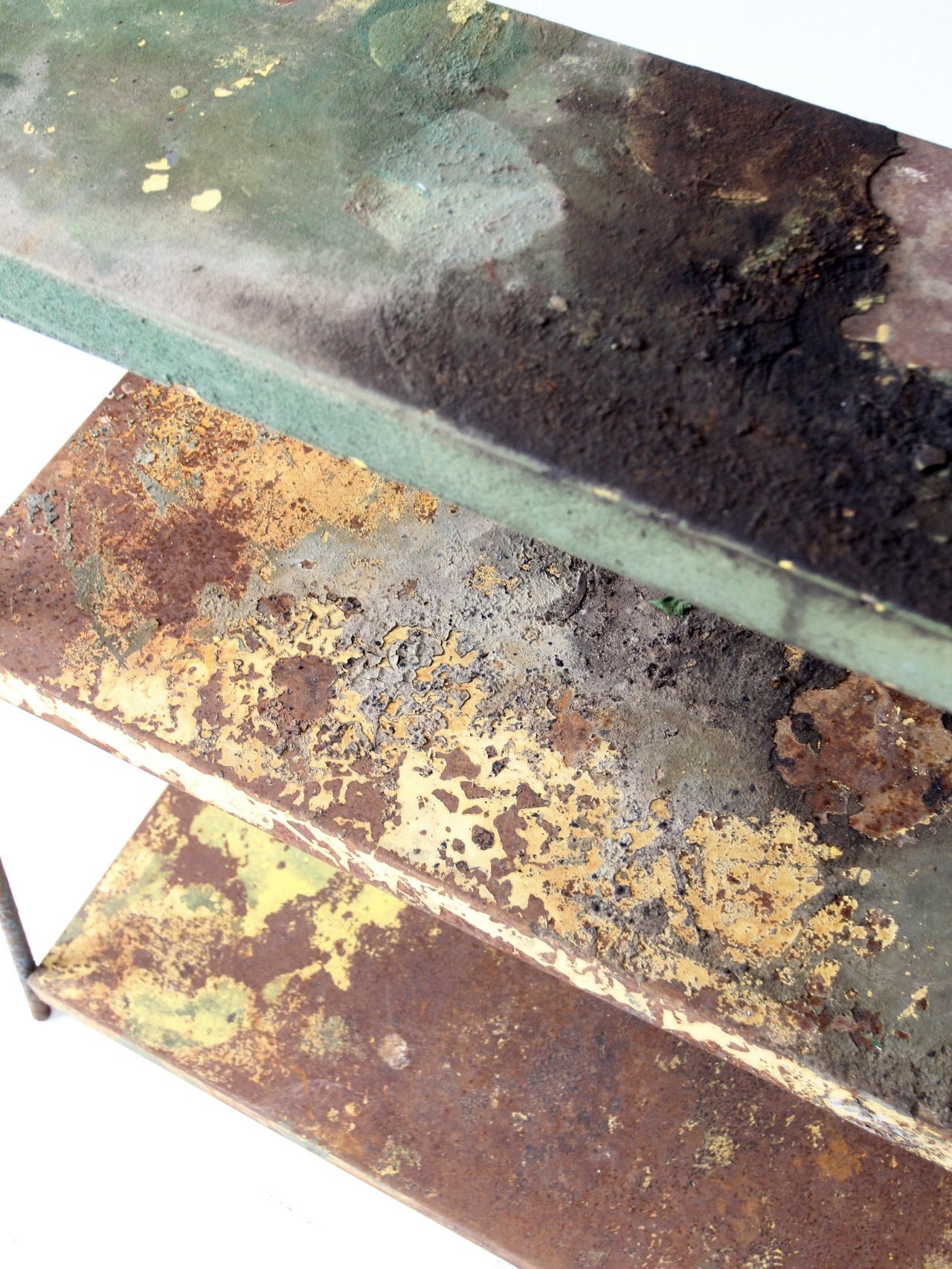 vintage industrial metal shelves