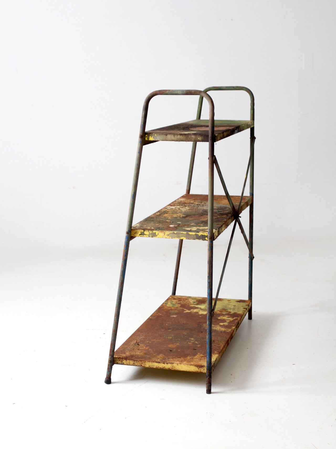 vintage industrial metal shelves