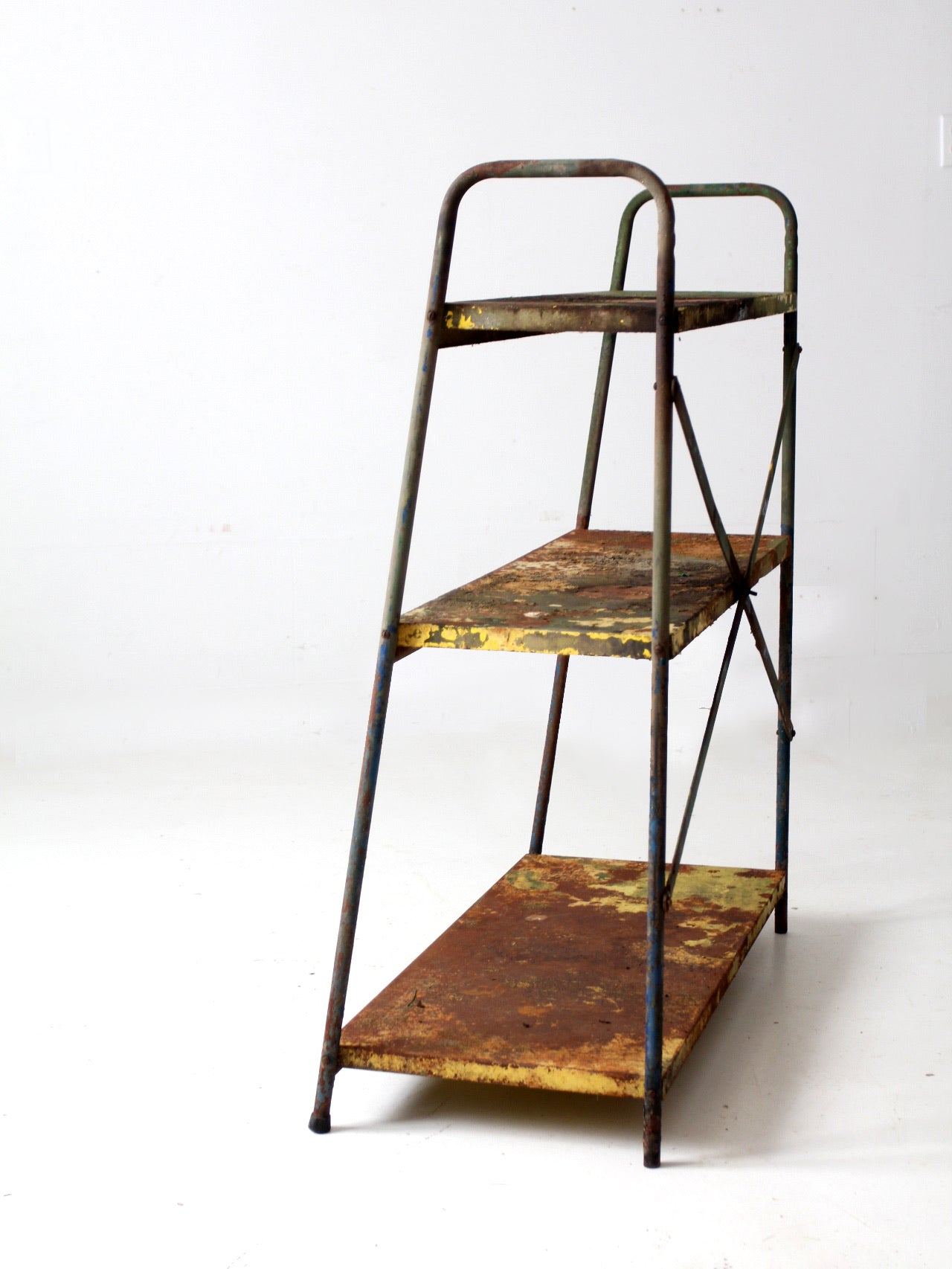 vintage industrial metal shelves