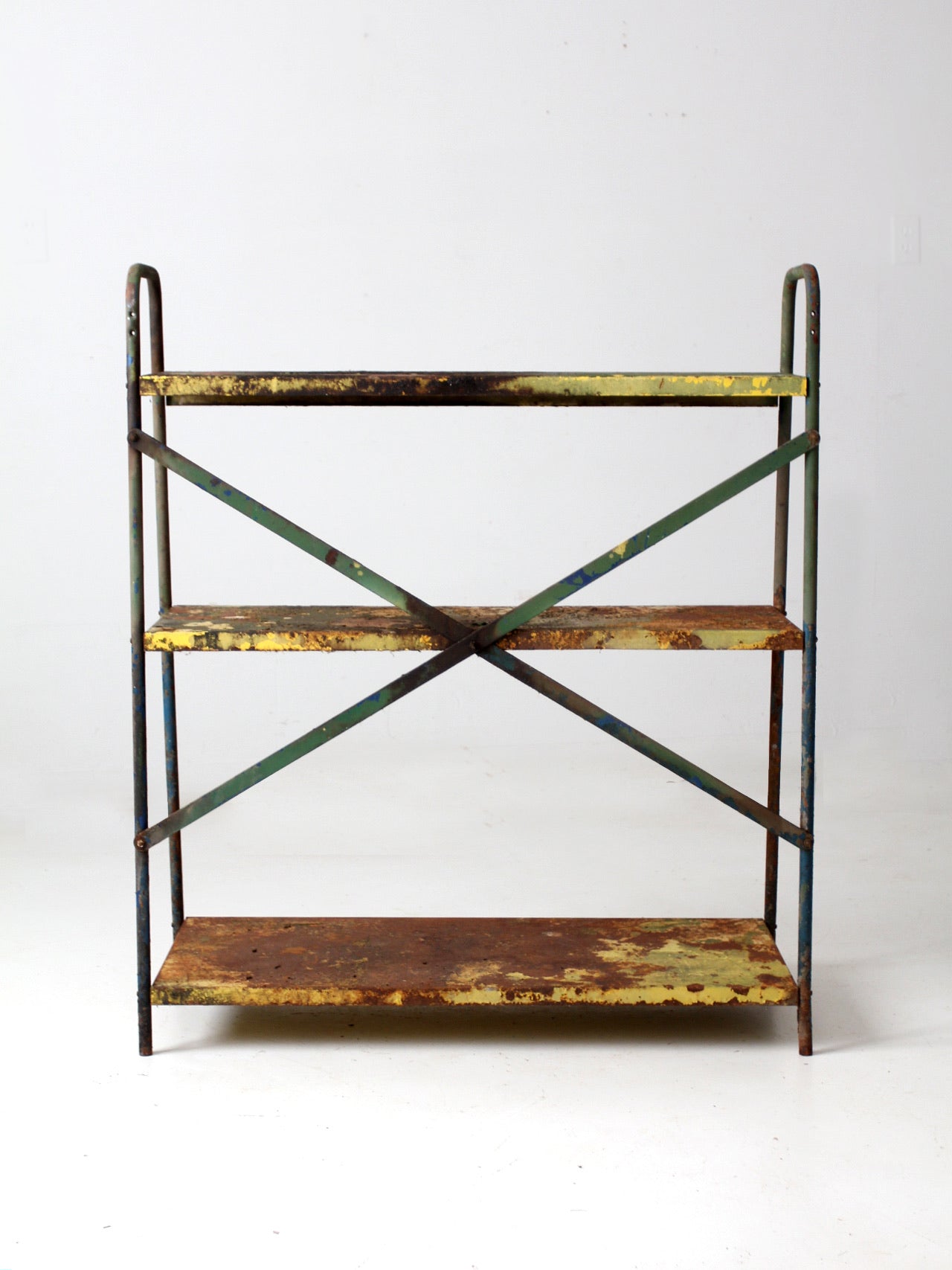 vintage industrial metal shelves