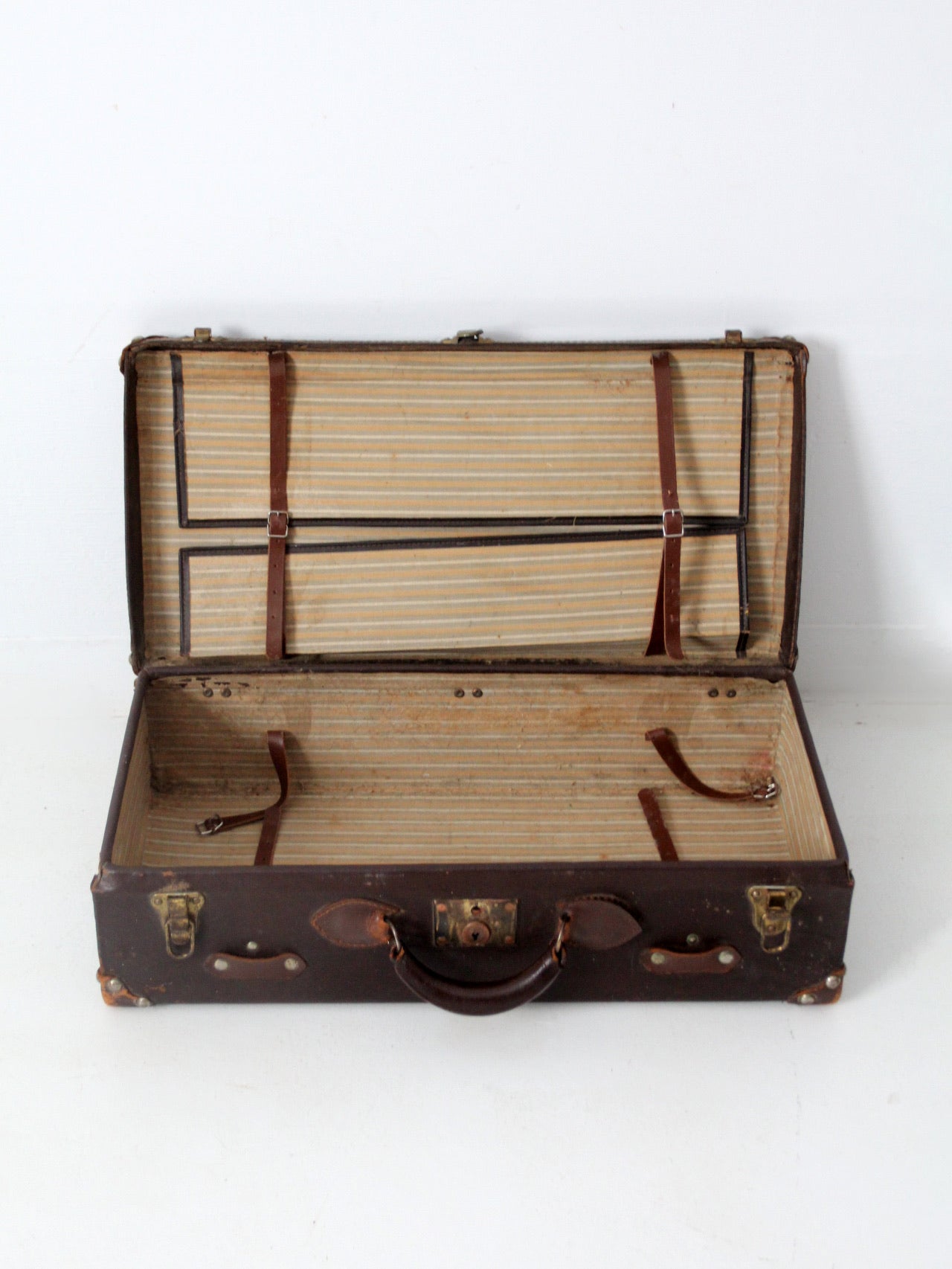 vintage brown leather suitcase