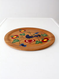 vintage hand painted wood plate